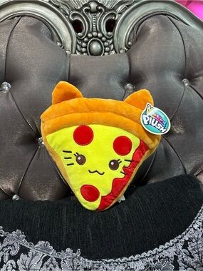 Lush Pizza Slice Plush Toy - Yellow, Orange & Red Kawaii Cat